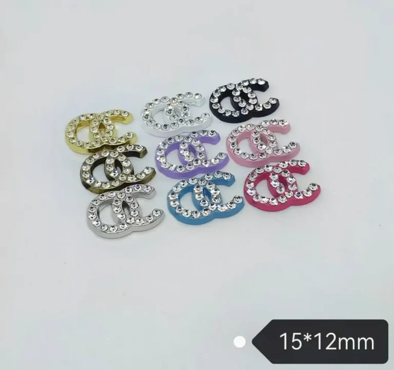 Trendy Versatile Double C Rhinestone Alloy Charms, Colorful Decorative Patches for Clothing, Hair Clips, Headbands, Phone Cases, Hats & Socks | 15*12mm