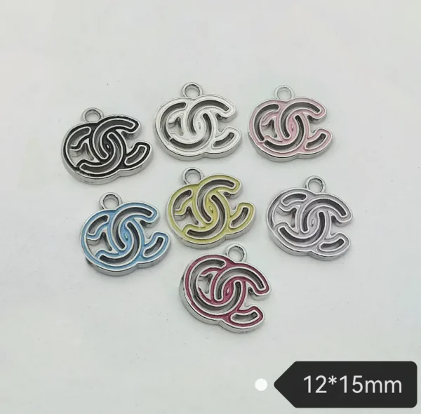 Double C Hollow Pastel & Macaron Tone Two-Tone Enamel Metal Phone Chain Charms | 12*15mm