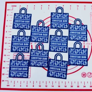 Mid(Iron-on) D-Blue Bag Shape Patches