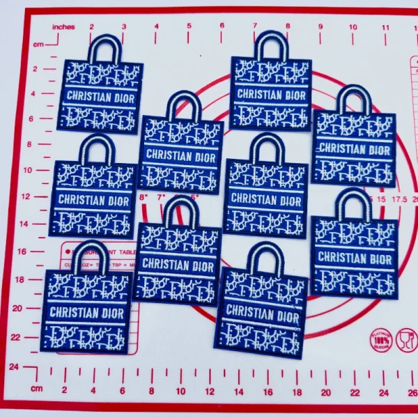 Mid(Iron-on) D-Blue Bag Shape Patches