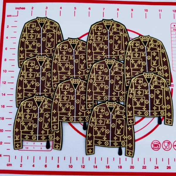 Mid(Iron-on) L-Coffee Jacket Shape Patches