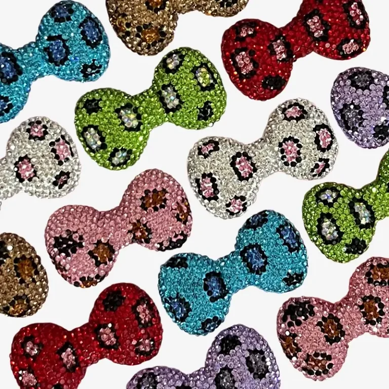 Leopard - Print Bow with Rhinestone, Junk Phone Case Charms - Luxury Designer DIY Decorative Accessories, Resin Charms (45.69mm*26.37mm）