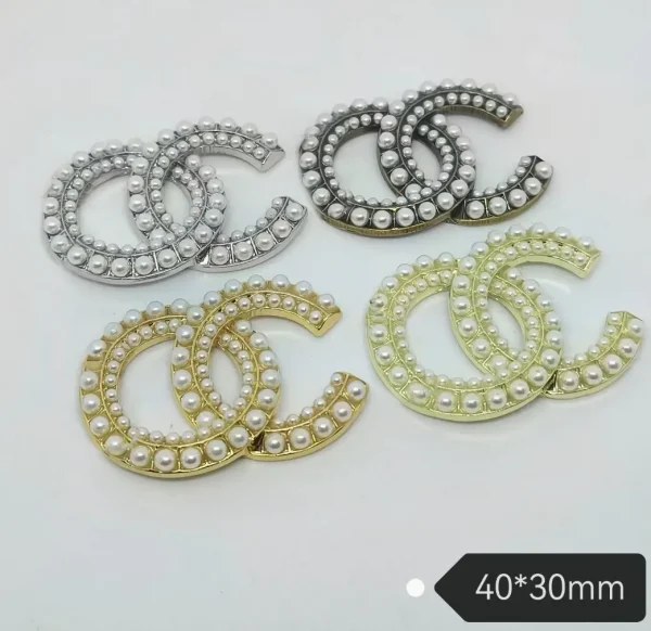 Double C Metal with Pearl Inlay Vintage Alloy Chanel-Style Versatile Phone Case Charm | 40*30mm