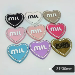 MIU Style Classic Heart Rhinestone Letter Enamel Dropping Versatile Phone Case Charm | 31*30mm
