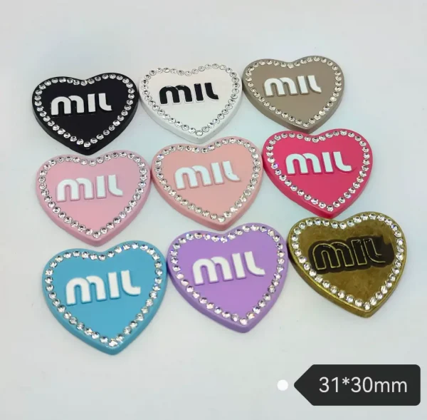 MIU Style Classic Heart Rhinestone Letter Enamel Dropping Versatile Phone Case Charm | 31*30mm