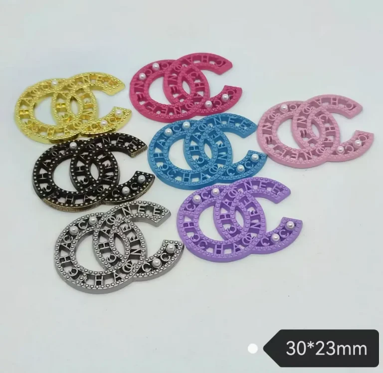 Trendy Retro Double C Pearl Inlaid Metal Phone Case Patch | 30*23mm