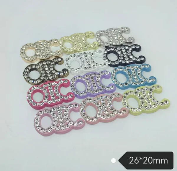 Celine Style Triomphe Metal Plated Rhinestone Inlay Luxury Versatile Phone Case Charm | 26*20mm