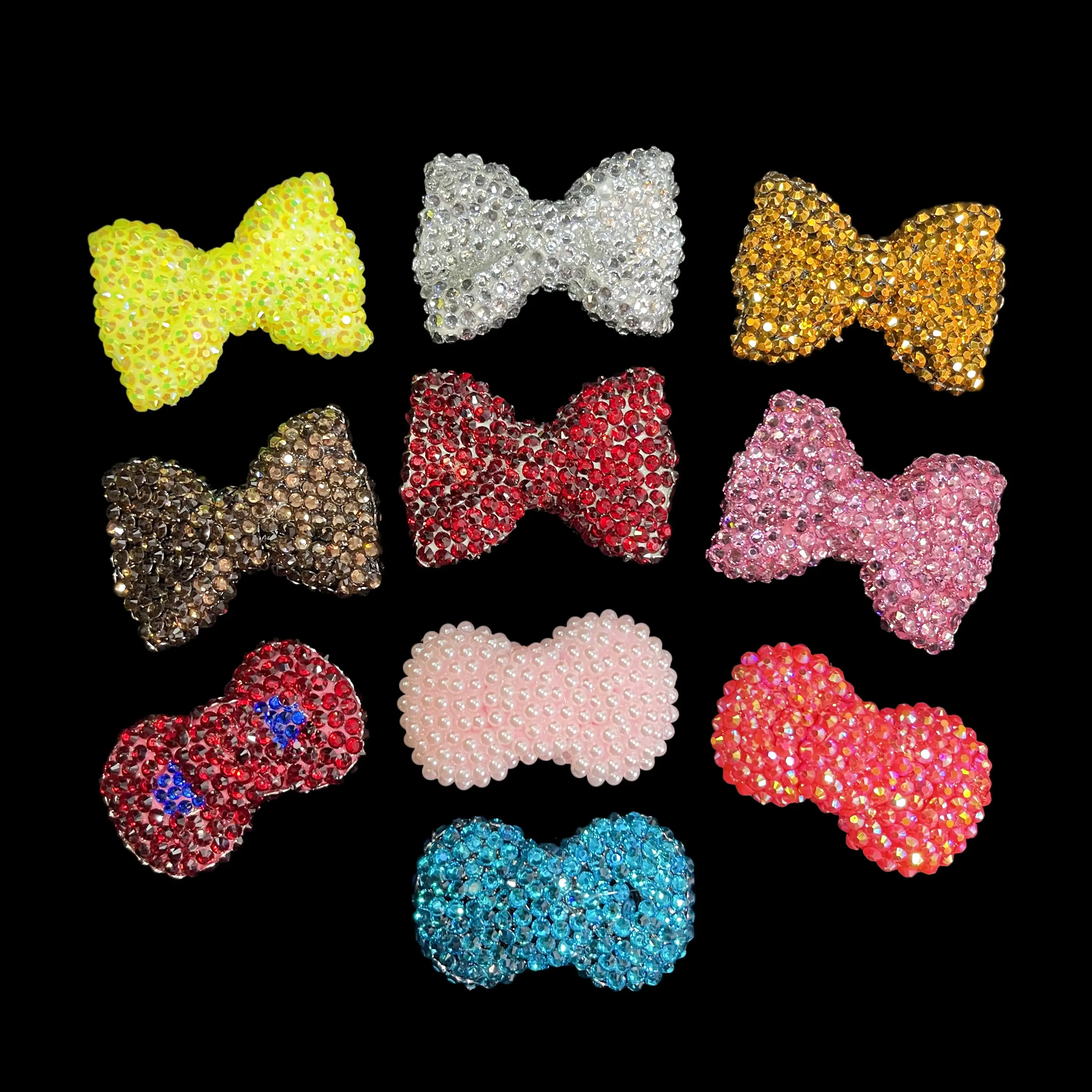 Fully - studded bow - shaped DIY shiny Charms