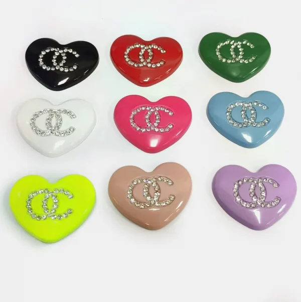 Center Heart Double C Rhinestone Phone Case Charms | 30*25mm