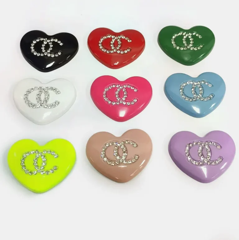 Center Heart Double C Rhinestone Phone Case Charms | 30*25mm