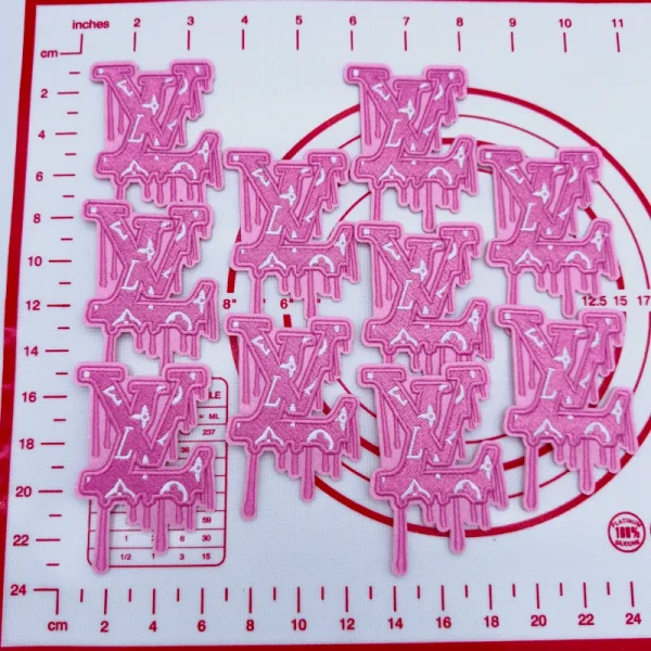 Mid(Iron-on) L- Pink Melt Shape Patches