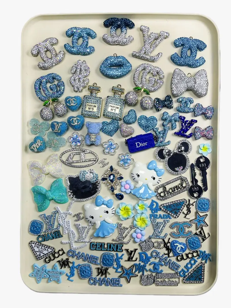 50-100Pcs Mix Silver-Blue Lux Charms