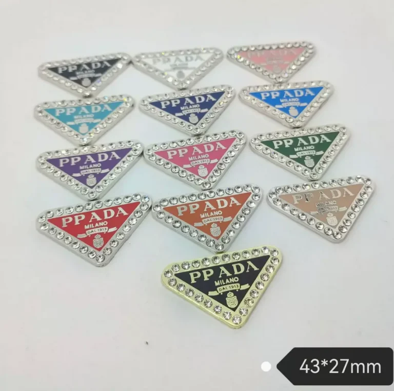 Prada Style Inverted Triangle Premium Matte Painted Medium Rhinestone Phone Case Patch Accessory | 43*27mm