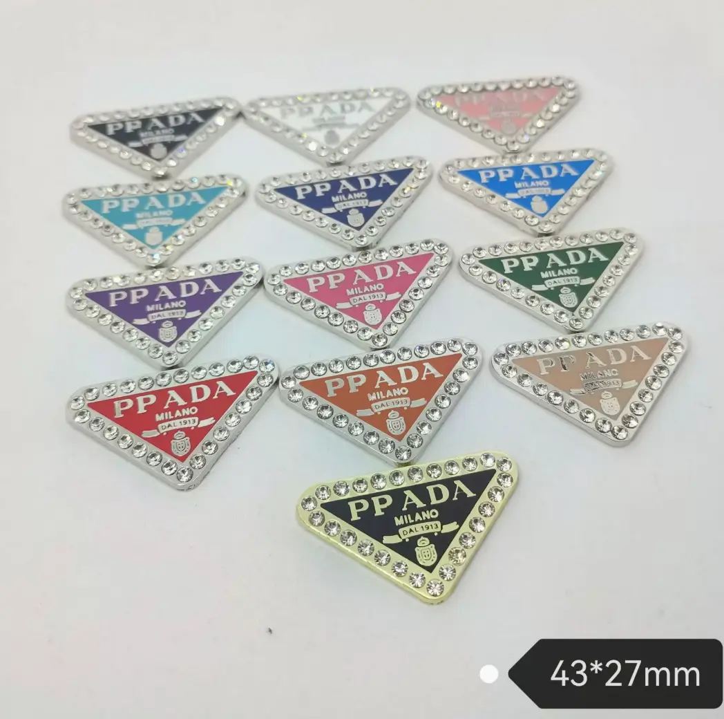 Prada Style Inverted Triangle Premium Matte Painted Medium Rhinestone Phone Case Patch Accessory | 43*27mm