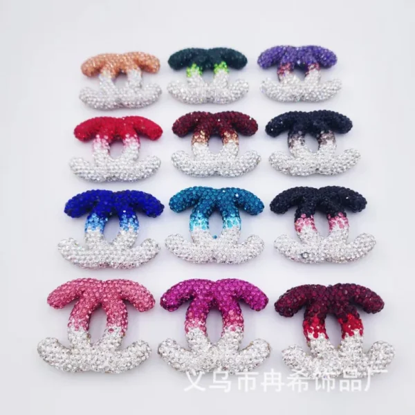 Large Double-C fade color Ceramic Rhinestones charms with little box 48MM*40MM