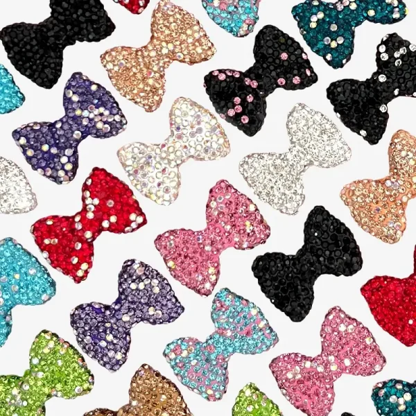 Bowknot with Rhinestone, Junk Phone Case Charms - Luxury Designer DIY Decorative Accessories, Resin Charms (29.87mm*21.64mm）