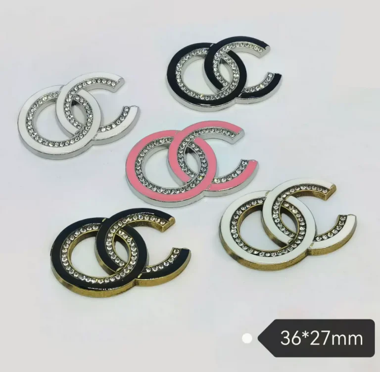 High Quality Metal Double C Charm, Oil Drop & Rhinestone Inlaid Phone Case Accessory | 36*27mm