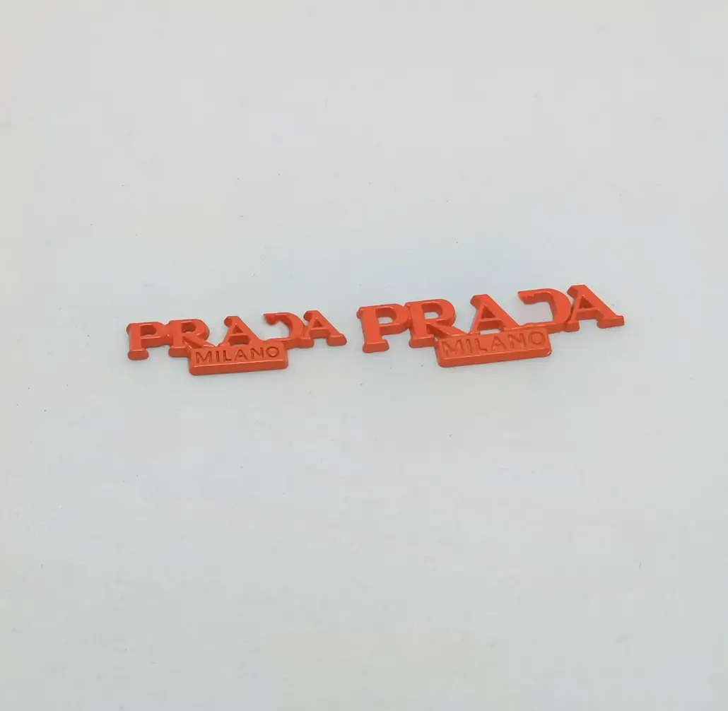 Prada Style Metal Electroplated Baking Paint Versatile Letter Patch Phone Case Accessory | 33*10mm
