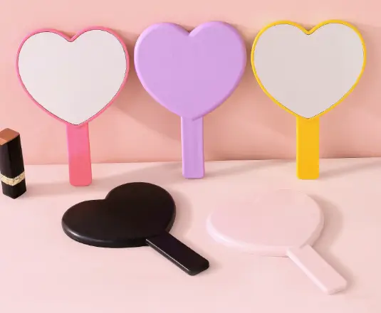 DIY heart - shaped hand - held mirror, 18.5×13CM