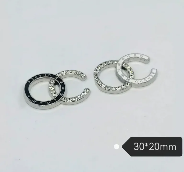 Minimalist Single Side Rhinestone Classic Black & White Versatile Double C Metal Phone Case Charm | 30*20mm