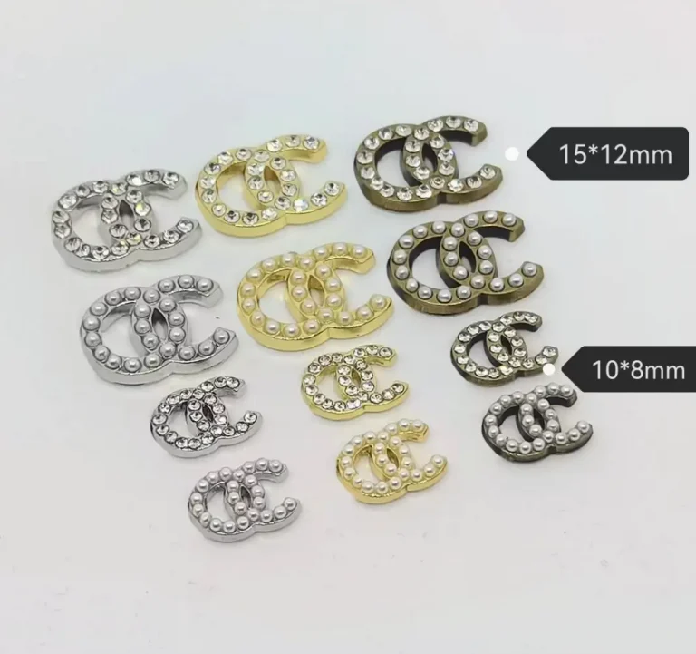 Double C Rhinestone Alloy Charms – Colorful Trendy Patches for Hair & Phone DIY | 10*8mm