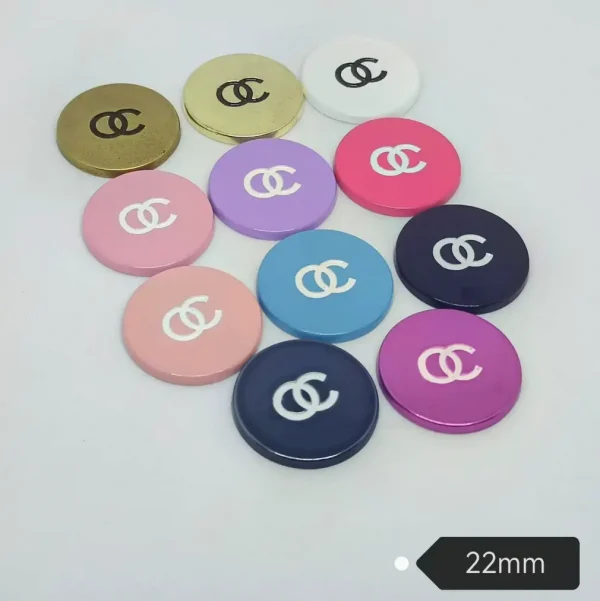Round Double C Metal Baking Paint Electroplated Macaron Morandi Fruit Color Phone Case Charm | 22mm