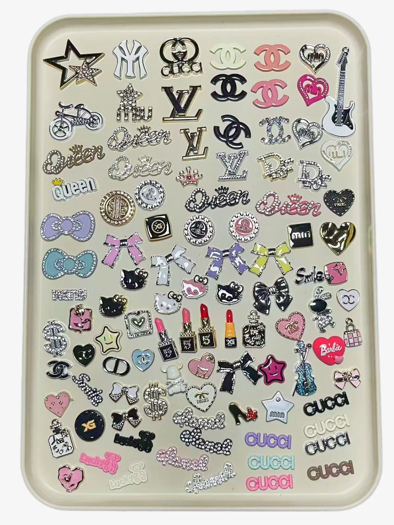 NEW-100-300Pcs Mix Charms (Non-Metal) for various DIY projects such as junk cases, shoes, socks, hats, etc.