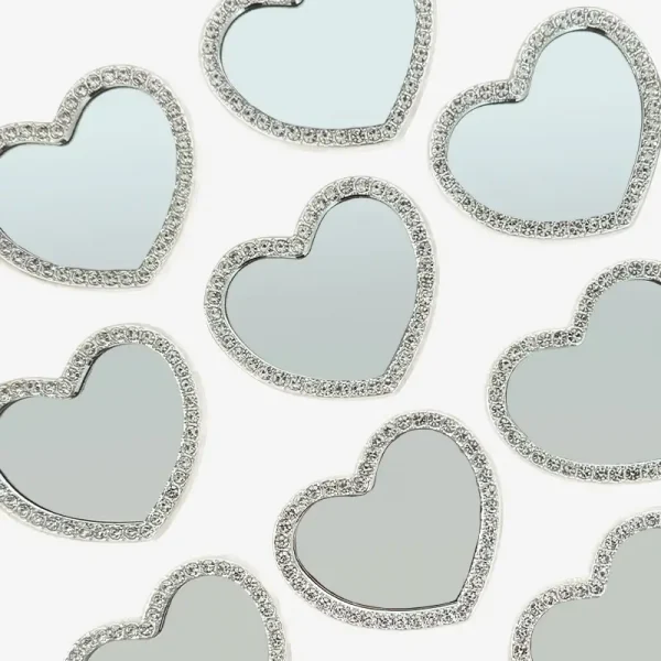 Heart - Shaped Mirror, Junk Phone Case Charms - Luxury Designer DIY Decorative Accessories, Metal Charms (51.75mm*44.65mm）