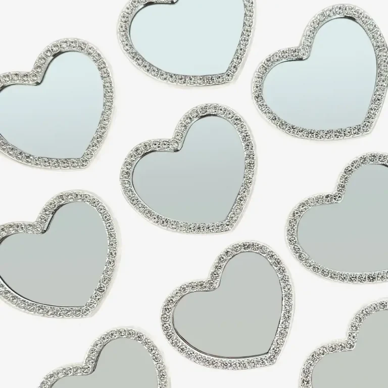 Heart - Shaped Mirror, Junk Phone Case Charms - Luxury Designer DIY Decorative Accessories, Metal Charms (51.75mm*44.65mm）