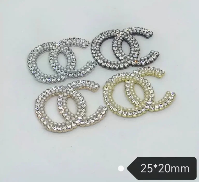 Double C Rhinestone & Pearl Metal Phone Case Patches | 25*20mm