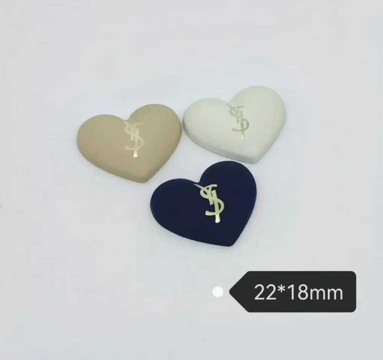 YSl Style M Metal Puffy Heart Laser Texture Trendy Versatile Phone Case Charm | 22*18mm