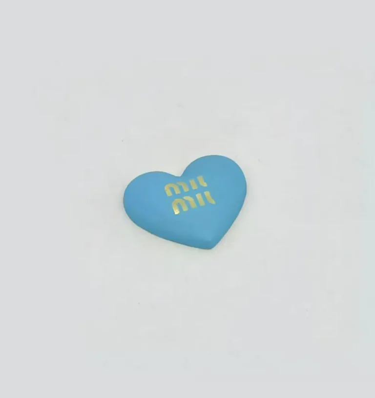 MIU Style Metal Puffy Heart Laser Texture Trendy Phone Case Charm | 22*18mm
