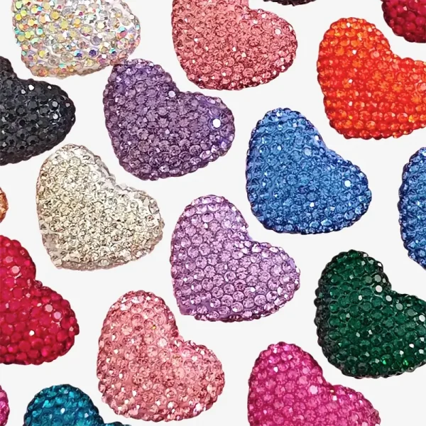 Heart Shape with Rhinestone, Junk Phone Case Charms - Luxury Designer DIY Decorative Accessories, Resin Charms (23.37mm*18.57mm）