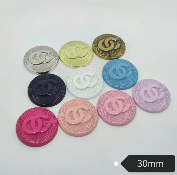 Classic Trendy Versatile Colorful Round Double C Metal Phone Case Charm | 30mm