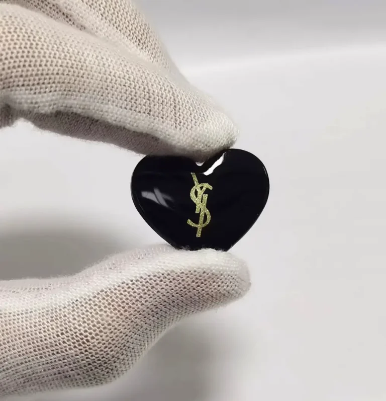 YSL Style Fresh Minimalist Metal Heart Patch Phone Case Charm | 25*21mm
