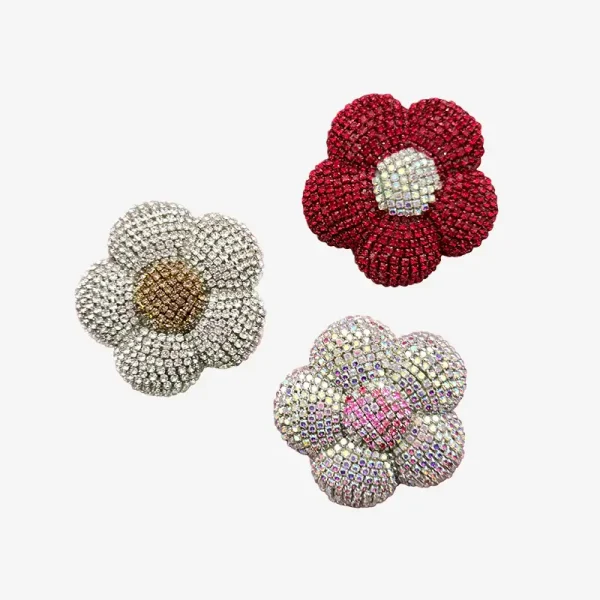 Flower with Rhinestone, Junk Phone Case Charms - Luxury Designer DIY Decorative Accessories, Resin Charms (52.44mm*49.53mm）