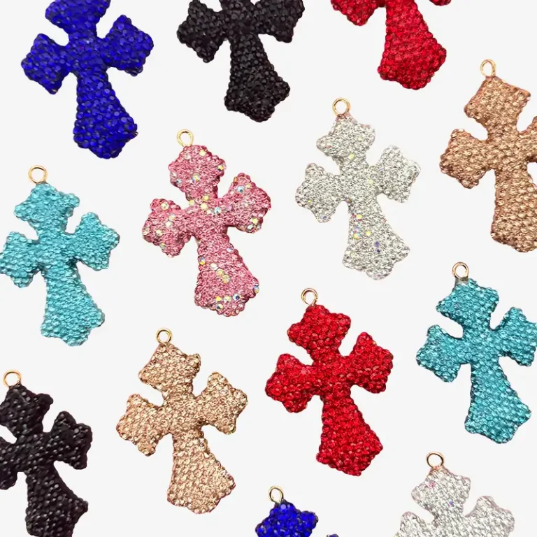 Cross with Rhinestone, Junk Phone Case Charms - Luxury Designer DIY Decorative Accessories, Resin Charms (51.83mm*39.64）