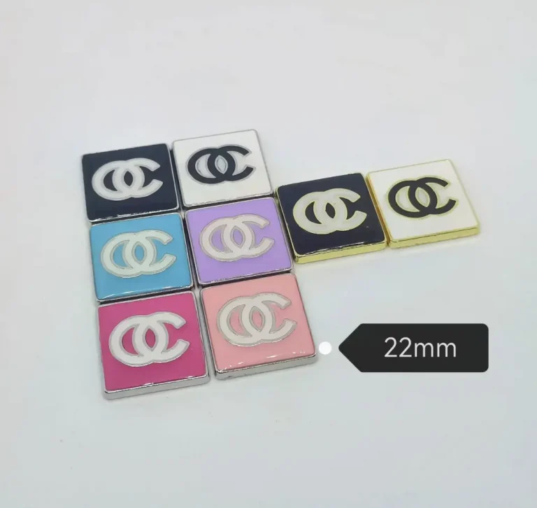 Luxury Chanel Style Square Metal Hang Plated Enamel Dropping Double C Phone Case Charm | 22mm