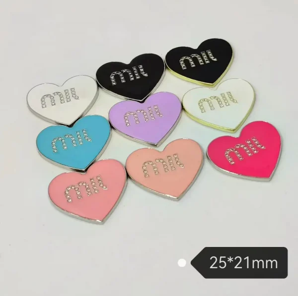 MIU Style Heart Letter Rhinestone Enamel Dropping Fresh Style Phone Case Patch | 25*21mm