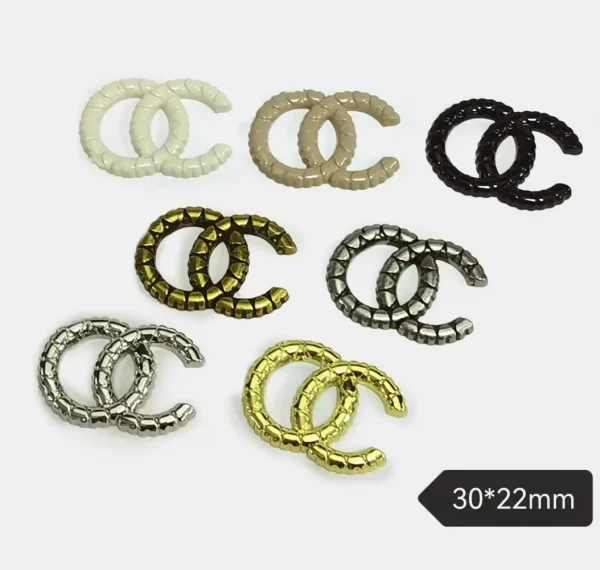 High Quality Heart Paved Double C Metal Phone Case Patch Charm | 30*23mm
