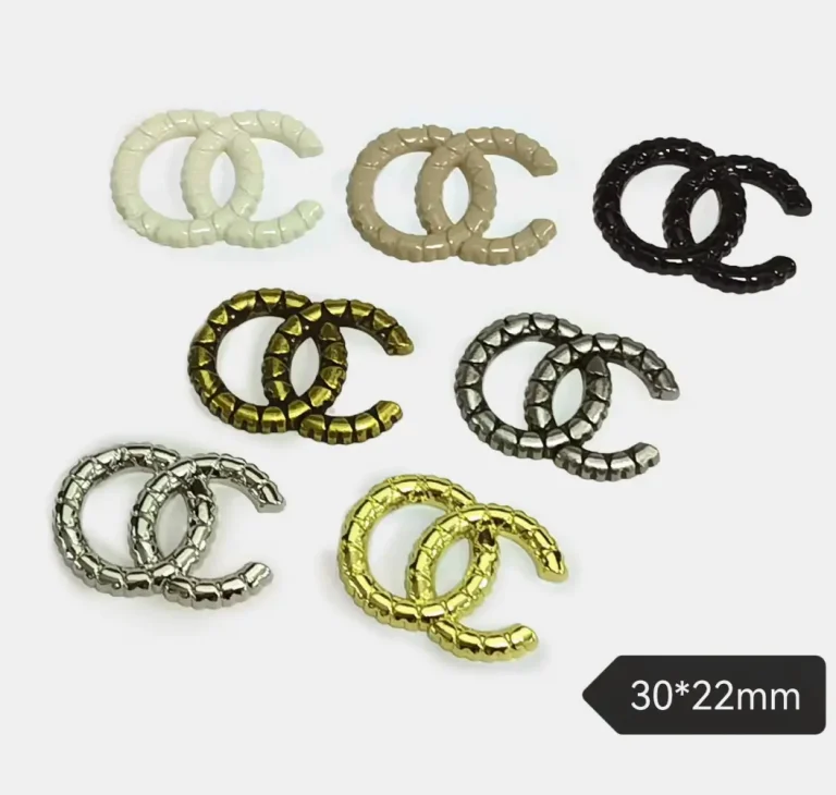High Quality Heart Paved Double C Metal Phone Case Patch Charm | 30*23mm
