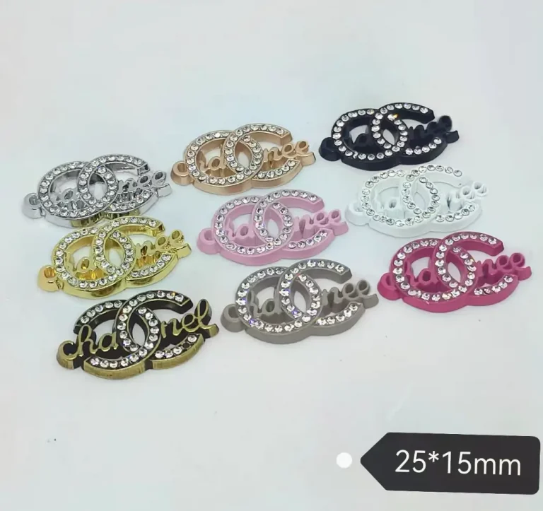 Double C Luxury Metal Electroplated Enamel & Rhinestone Phone Case Charms | 25*15mm