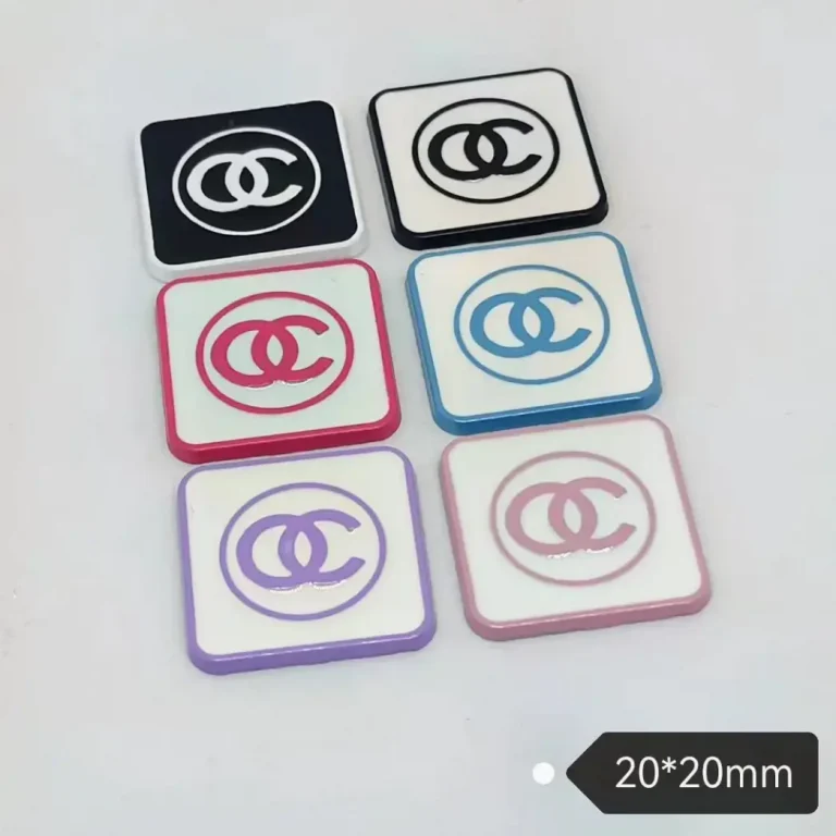 Delicate Square Letter Plate Double C Alloy Baking Paint Enamel Phone Case Decor Patch | 20mm