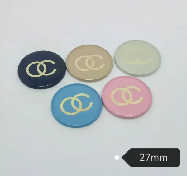 Trendy Versatile Round Double C Patch, Premium Metal Oil Drop Laser Phone Case Charm | 27mm