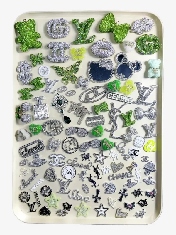 50-100Pcs Mix Green-Silver Lux Charms