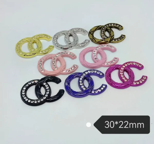 Double C Metal with Rhinestone Inlay Phone Case Charm | 30*23mm