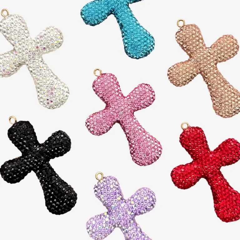 Corss with Rhinestone, Junk Phone Case Charms - Luxury Designer DIY Decorative Accessories, Resin Charms (64.54mm*48.29mm）