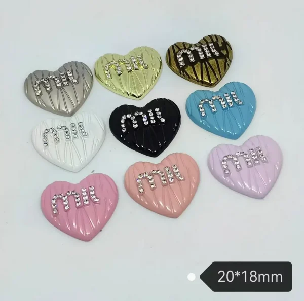 MIU Style Heart Rhinestone Colorful Fresh Versatile Phone Case Charm | 20*18mm
