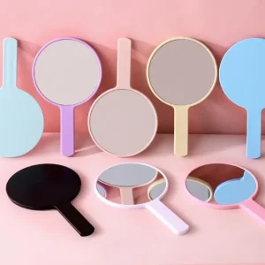 DIY large - sized round hand - held mirror, 12×21.5CM