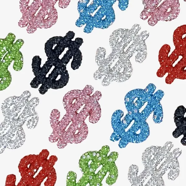 Dollar Sign with Rhinestone, Junk Phone Case Charms - Luxury Designer DIY Decorative Accessories, Resin Charms (48.64mm*30.19mm）